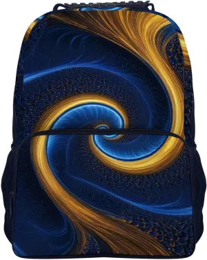 Supdreamc Blue Trippy Tie Dye Rucksacks Lightweight Multipurpose Anti-Theft Shoulder Bag Large Capacity Business Computer Bag With Smooth Zippers
