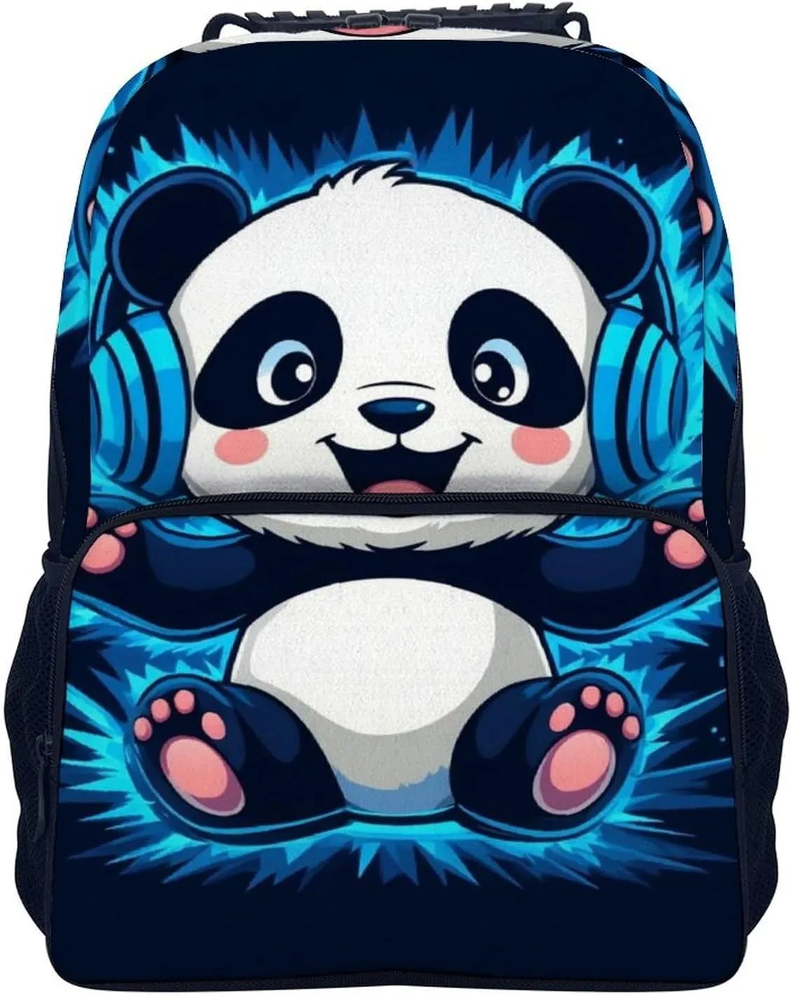 Supdreamc Lightweight Daypack Backpack for Sports Travel Running - Large Capacity Multipurpose Anti-Theft Bookbag, Black And White Panda Animal Headphones Music Cute Panda Laptop Backpack Daypack