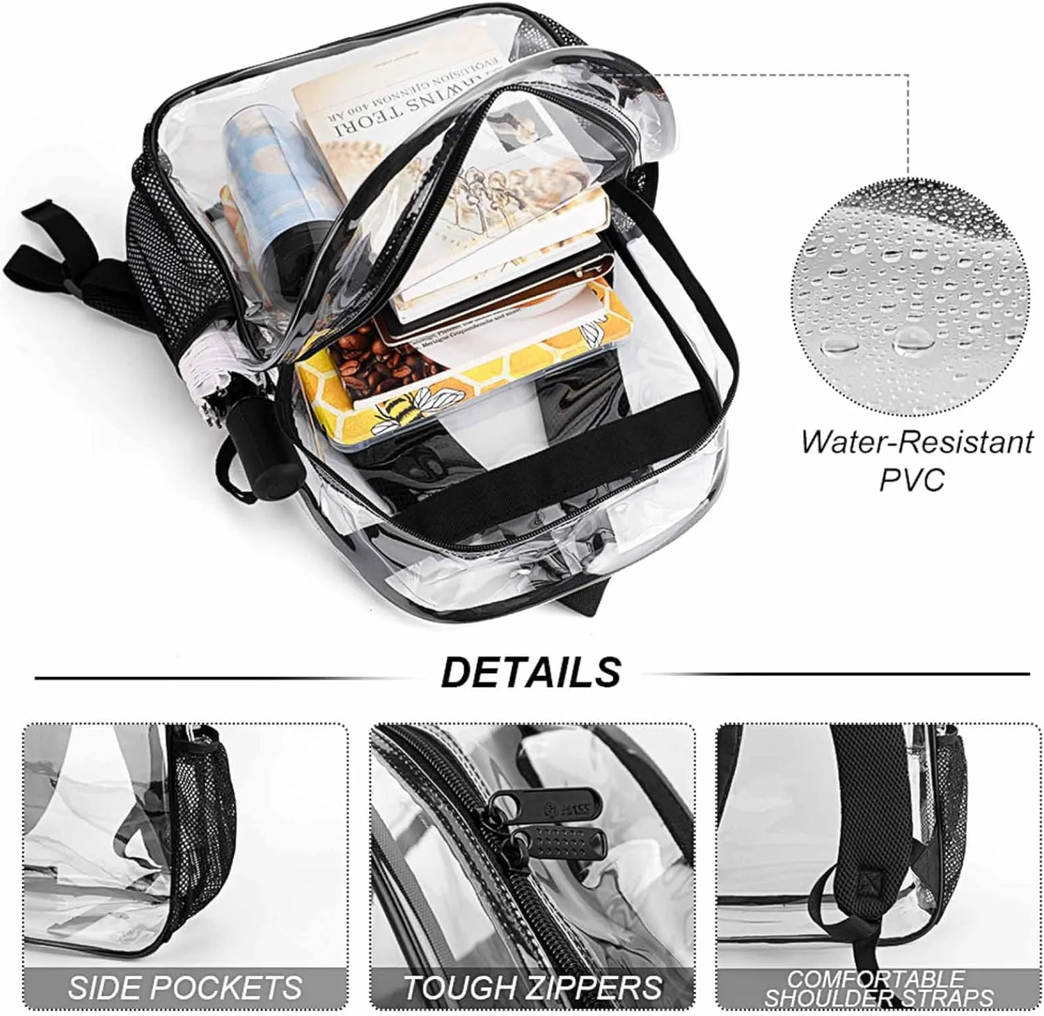 Supdreamc Lightweight Daypack Backpack for Sports Travel Running - Large Capacity Multipurpose Transparent Bookbag, Chicken Rooster Garden Flowers Painting Laptop Backpack Daypack