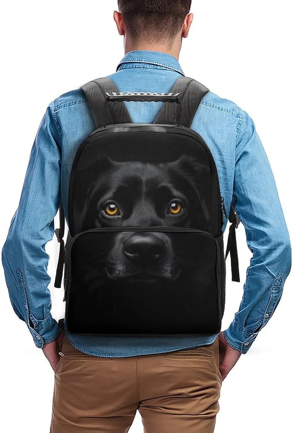 Supdreamc Men Women Lightweight Black Labrador Dog Backpack Large Capacity Bookbag With Smooth Zippers for Gym Business Running