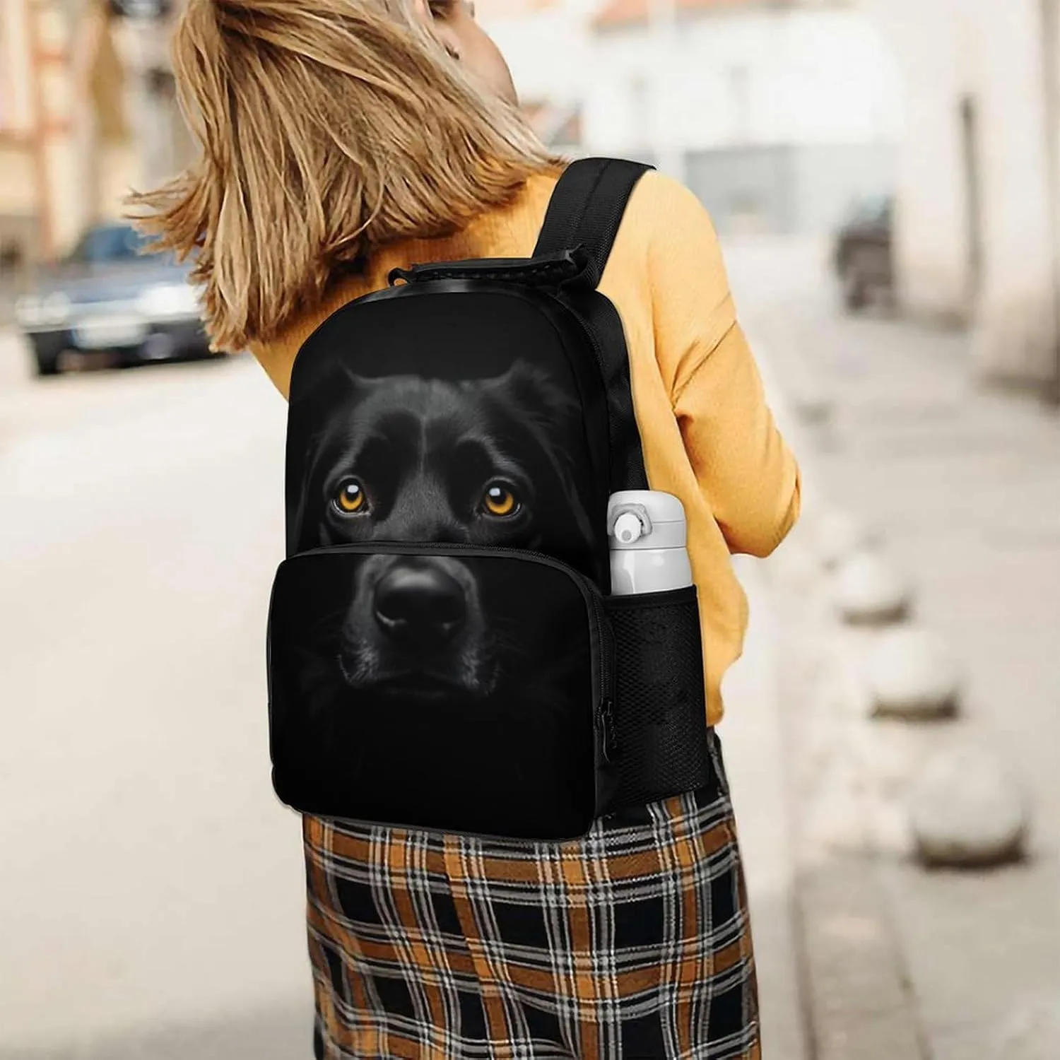 Supdreamc Men Women Lightweight Black Labrador Dog Backpack Large Capacity Bookbag With Smooth Zippers for Gym Business Running