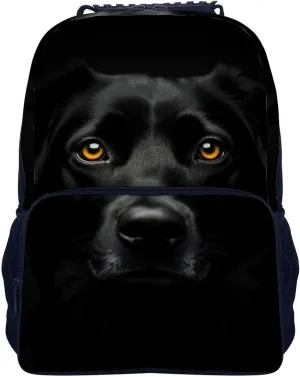Supdreamc Men Women Lightweight Black Labrador Dog Backpack Large Capacity Bookbag With Smooth Zippers for Gym Business Running