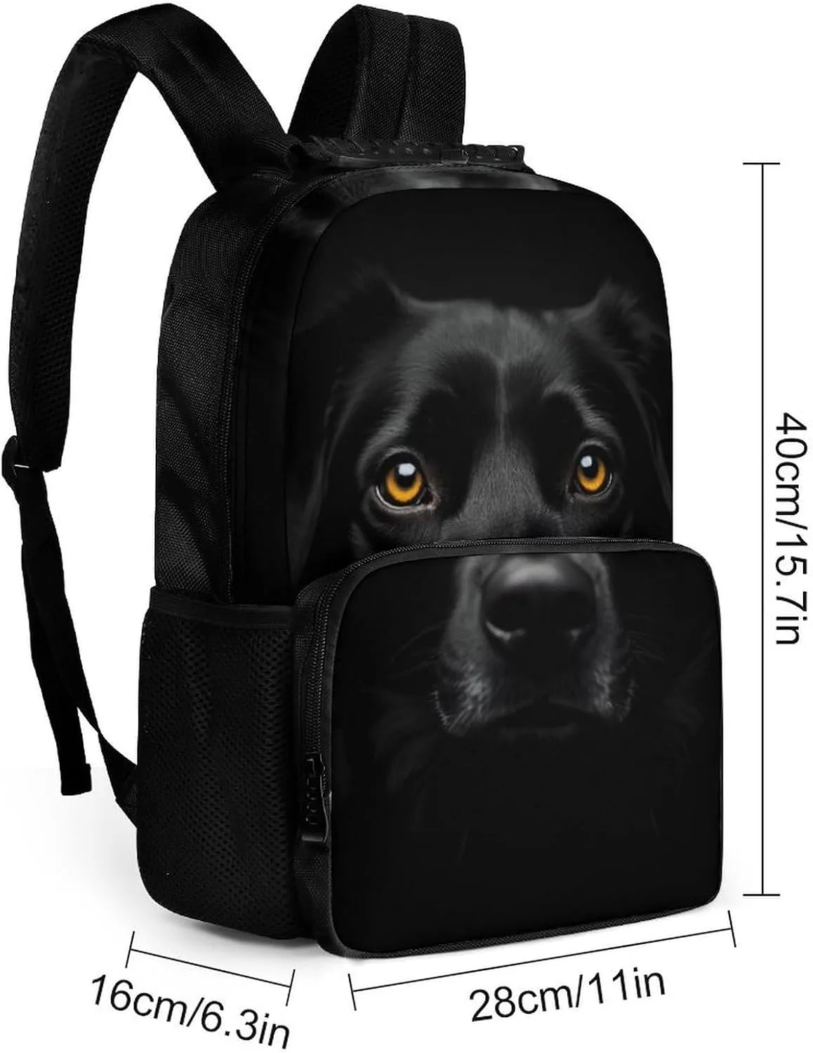 Supdreamc Men Women Lightweight Black Labrador Dog Backpack Large Capacity Bookbag With Smooth Zippers for Gym Business Running