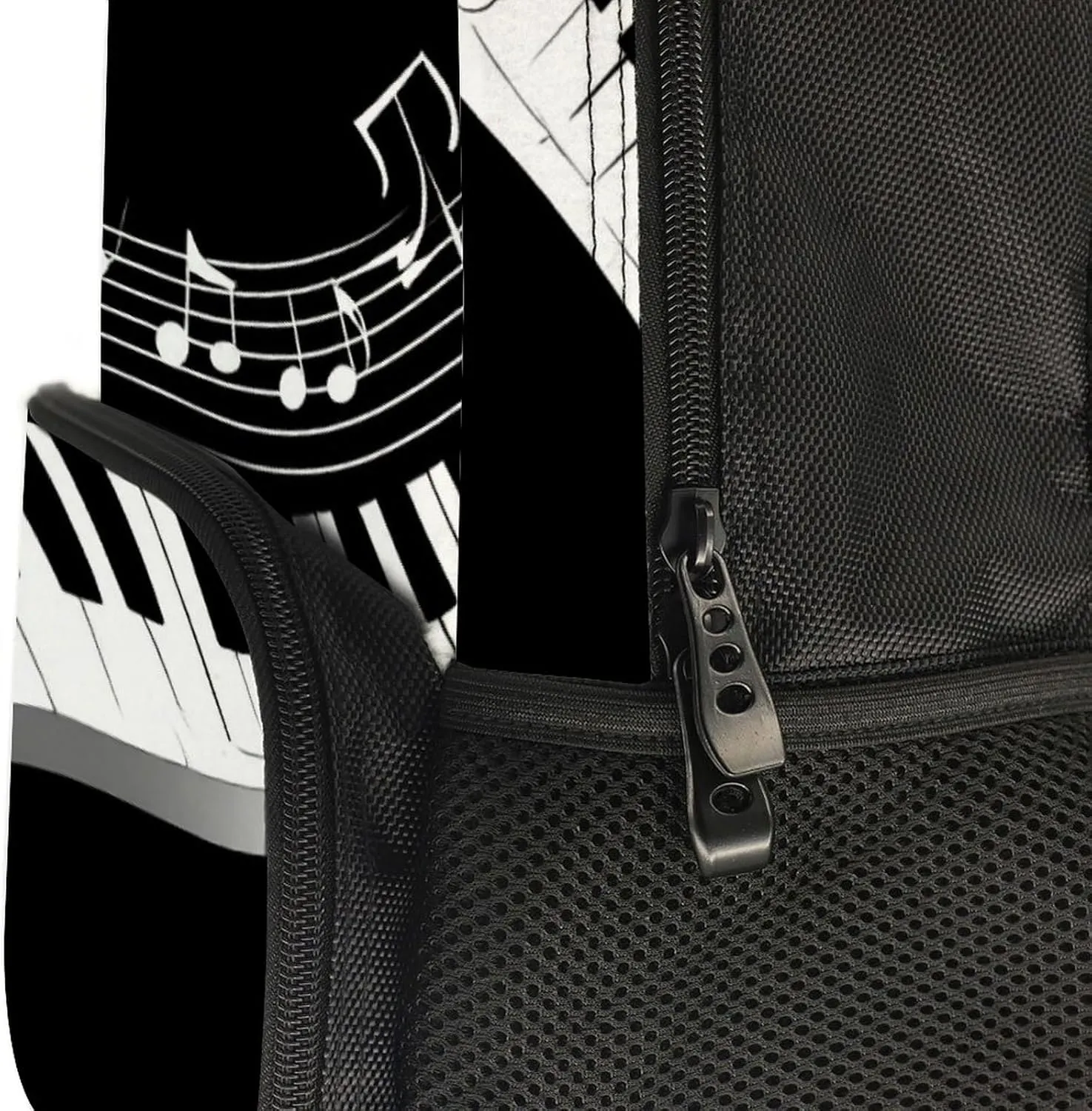 Supdreamc Polyester Daypack Backpack for Trekking Picnic Walking Cycling - Large Capacity Anti-Theft Multipurpose Shoulder Bag, White Piano Keys With Musical Notes Black Casual Daypack