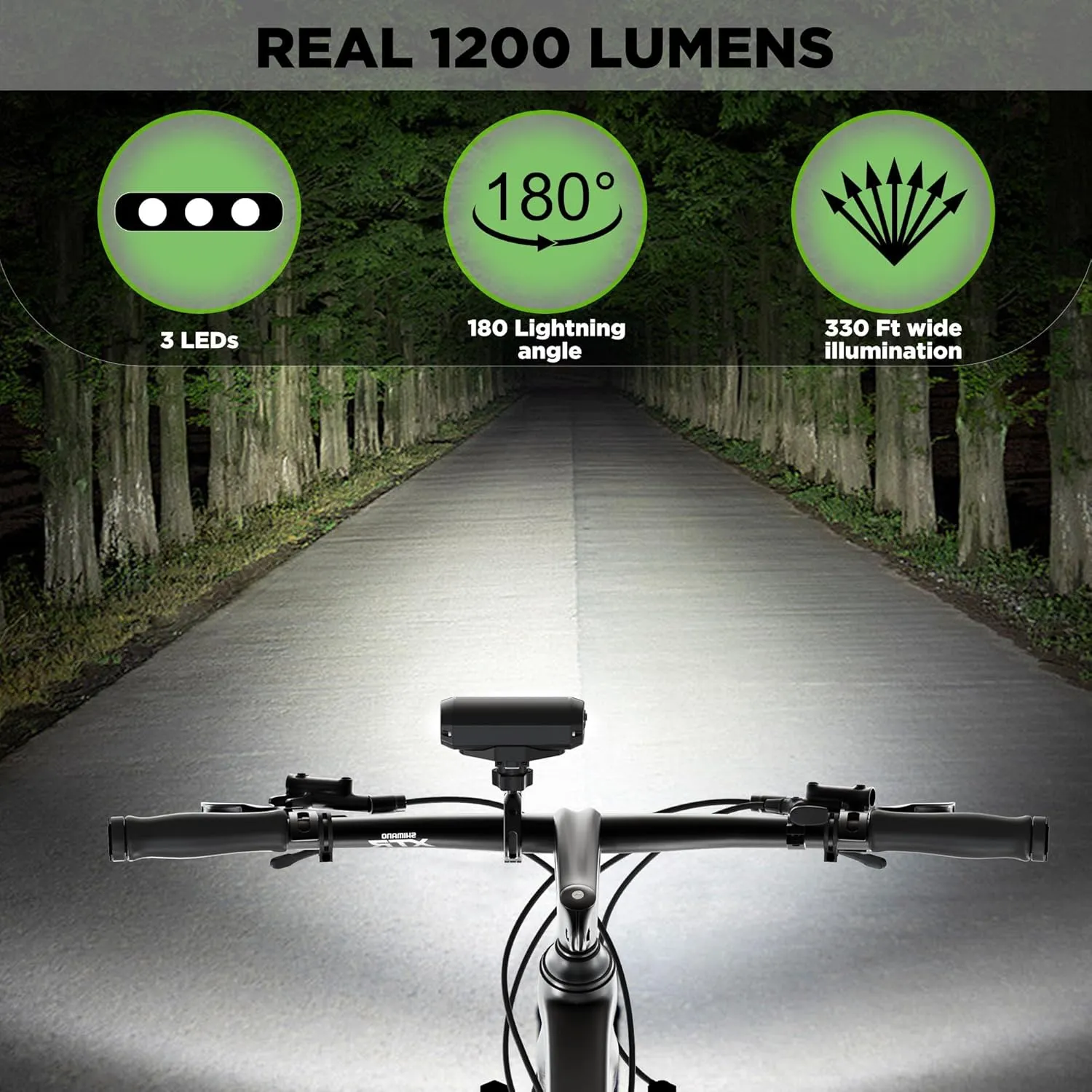 Super Bright Bike Lights for Night Riding, USB Rechargeable Bicycle Light Front, 4 Modes Mountain Bike Headlight with Power Bank Function, IPX4 Waterproof, Wide Range
