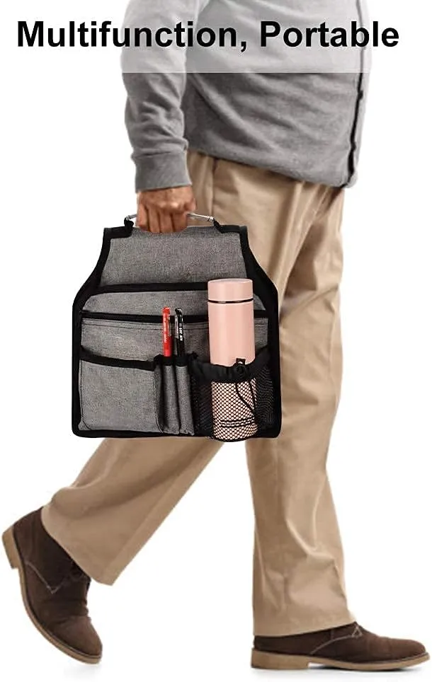 supregear Side Walker Bag, Walker Accessories Bag w/Cup Holder, Folding Walker Basket Waterproof Walker Organizer Caddy Pouch for Most Walker with Side Bar for Seniors, Elderly, Double Sided