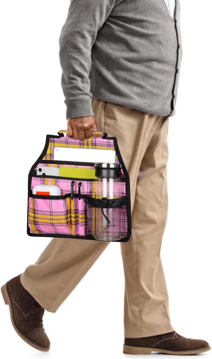 supregear Side Walker Bag, Walker Accessories Bag w/Cup Holder, Folding Walker Basket Waterproof Walker Organizer Caddy Pouch for Most Walker with Side Bar for Seniors, Elderly, Double Sided