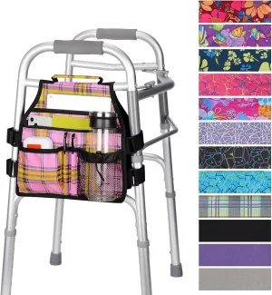 supregear Side Walker Bag, Walker Accessories Bag w/Cup Holder, Folding Walker Basket Waterproof Walker Organizer Caddy Pouch for Most Walker with Side Bar for Seniors, Elderly, Double Sided