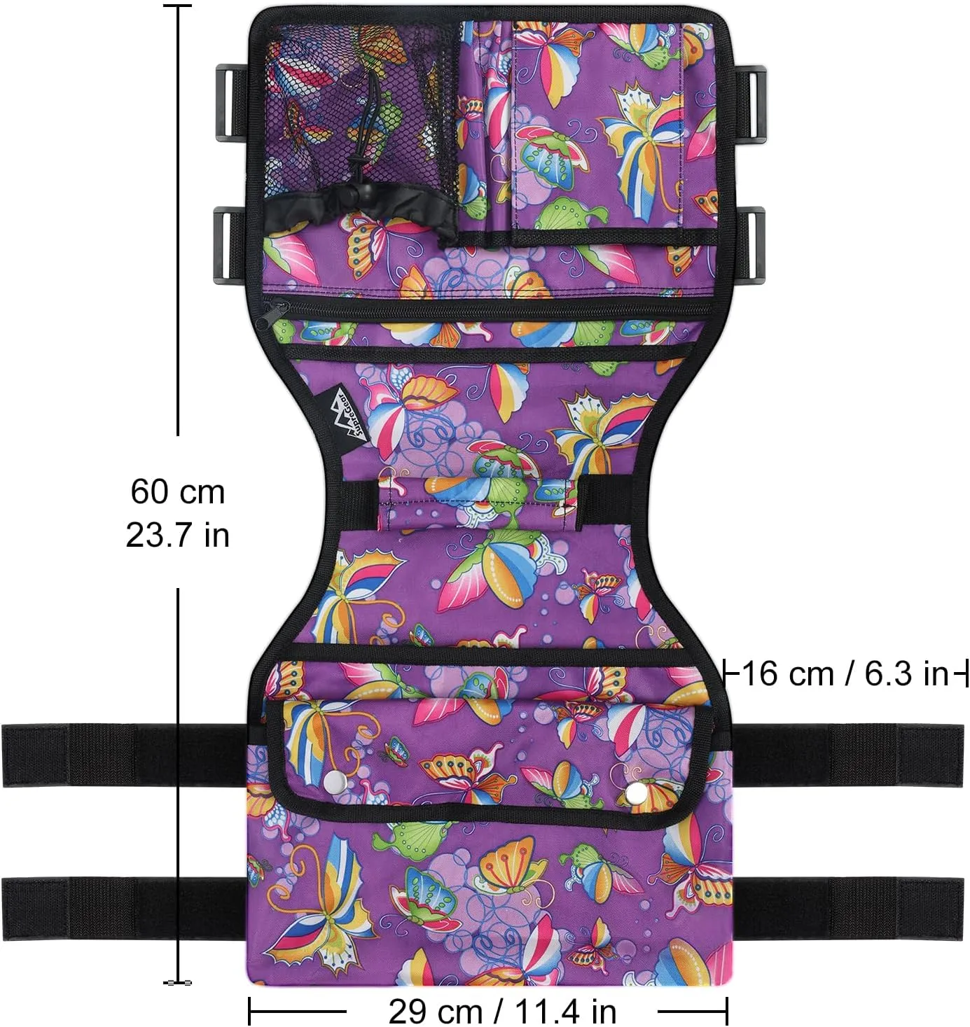 supregear Walker Side Bag, Storage Pouch w/Cup Holder for Folding Walker, Waterproof Caddy Basket for Side Bar Accessory Attachment for Seniors Elderly, Double Sided Organizer