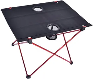 Suyi Ultralight Portable Folding Travel Camping Tables with Cup Holders Heavy Duty,Aluminum Alloy Frame,Anti-Tear Oxford Cloth Cover,Anti-Slip Feet,with Carrier Bag,for Picnic Camp Beach