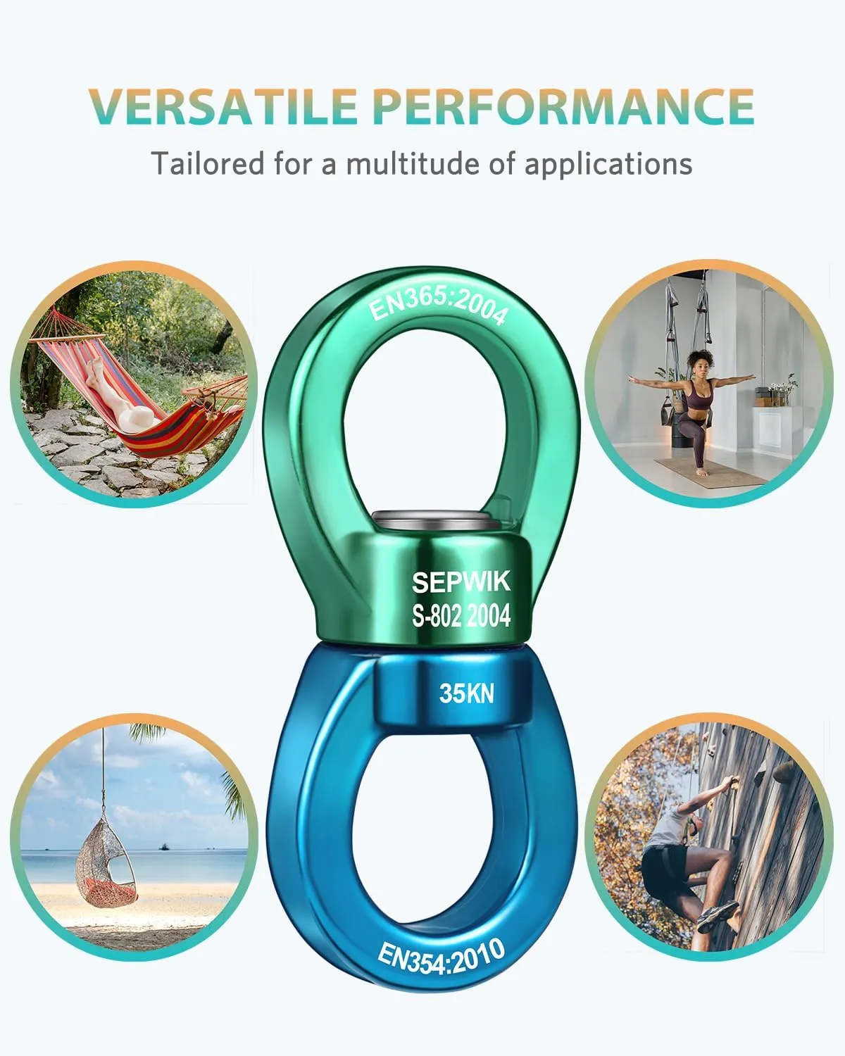 Swing Swivel, 35KN Swing Spinner, 360° Safety Rotational Device Hanging Accessory for Hanging Hammock, Web Tree Swing, Aerial Dance, Children's Swing