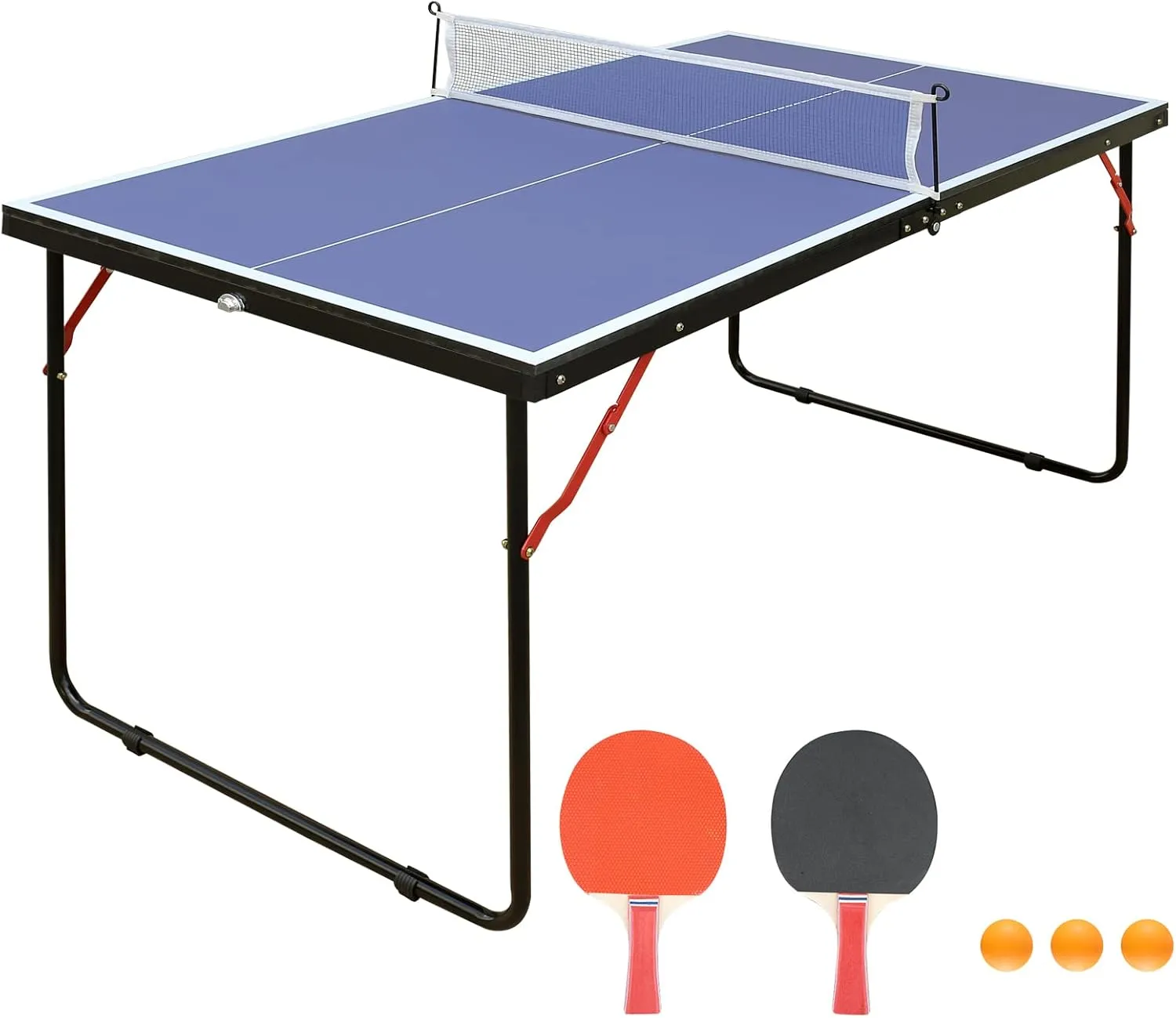 Table Tennis Table Foldable Portable Table Tennis Table Set with Net and 2 Table Tennis Bats Writing Desk or Dining Table Outdoor Picnic Table for Indoor and Outdoor Games