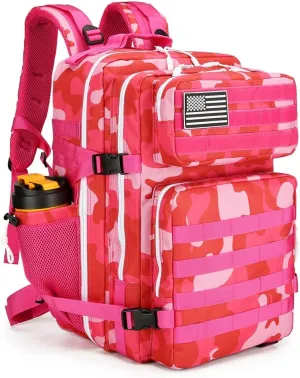 Tactical Backpack Daily Use Military Tactical Backpack for Men and Women 45L Backpack Fitness Backpack(Rose Red CP)