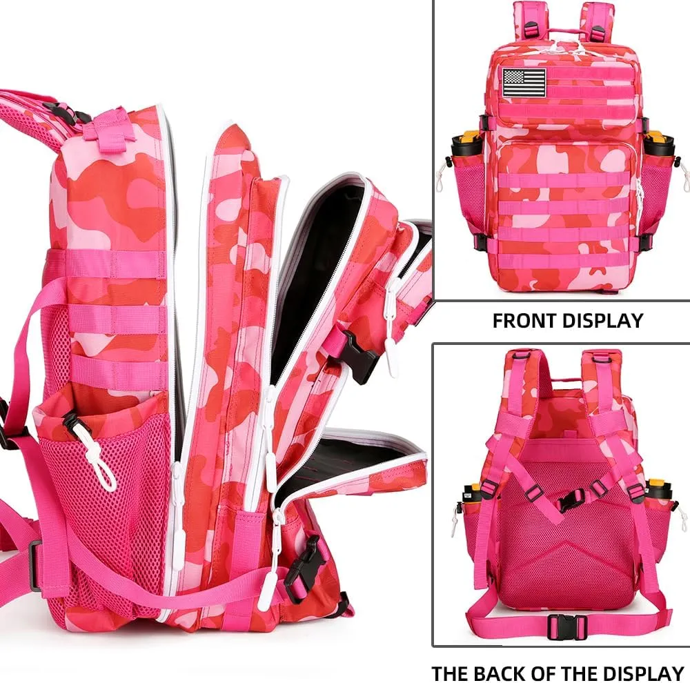 Tactical Backpack Daily Use Military Tactical Backpack for Men and Women 45L Backpack Fitness Backpack(Rose Red CP)