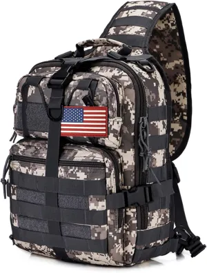 Tactical Sling Bag Backpack, Military Rover Shoulder Sling Pack, EDC Molle Assault Range Bag, Crossbody Chest Bag for Men (Gray)