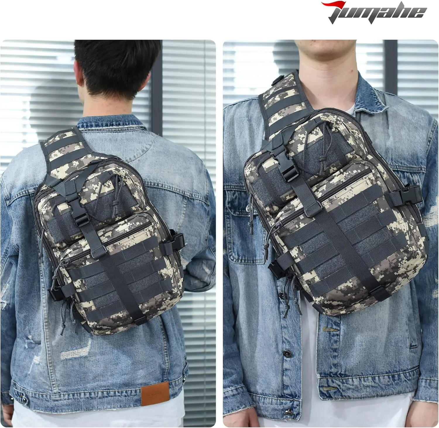 Tactical Sling Bag Backpack, Military Rover Shoulder Sling Pack, EDC Molle Assault Range Bag, Crossbody Chest Bag for Men (Gray)