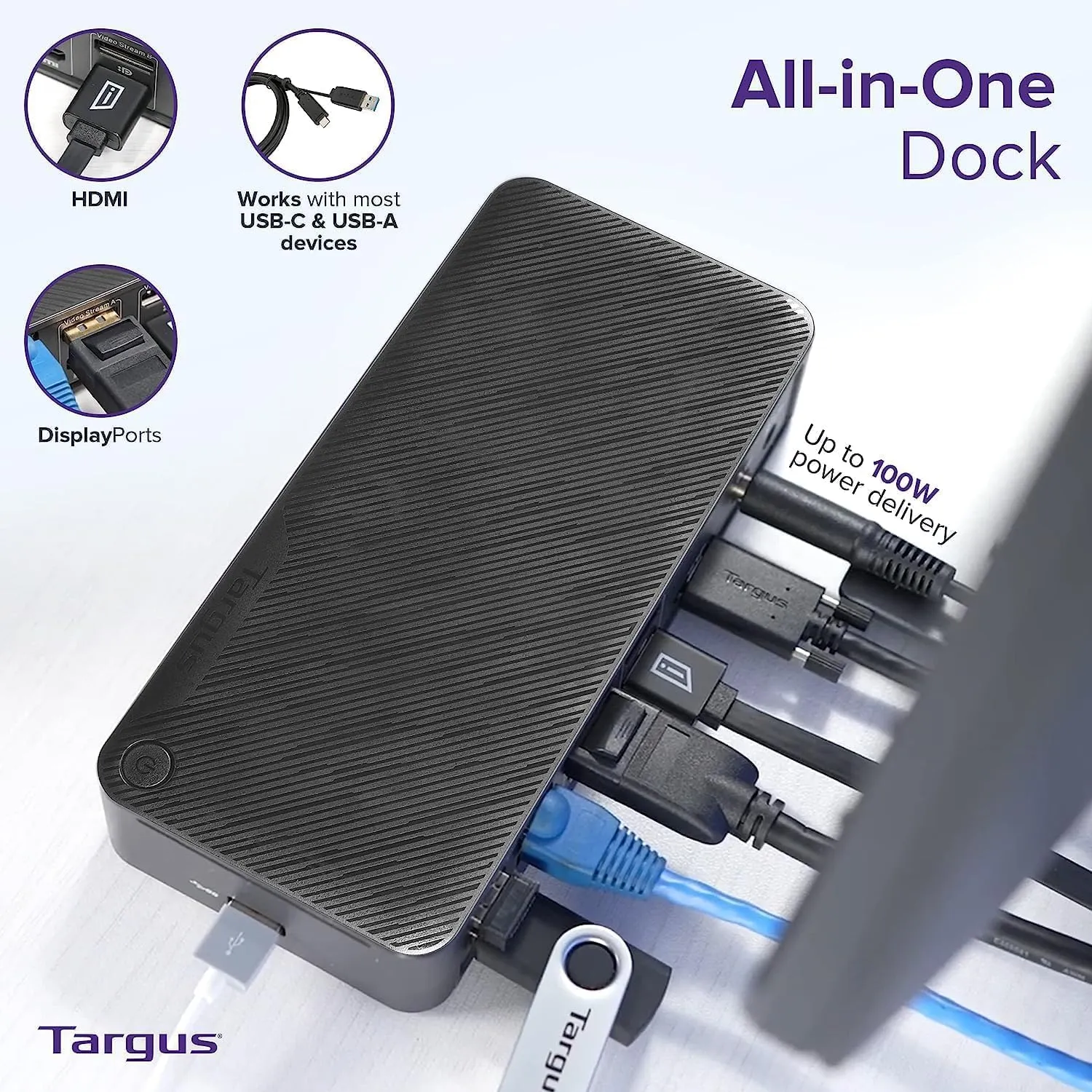 Targus USB-C Universal DV4K Docking Station with 100W Power Delivery with Dockztorm hub
