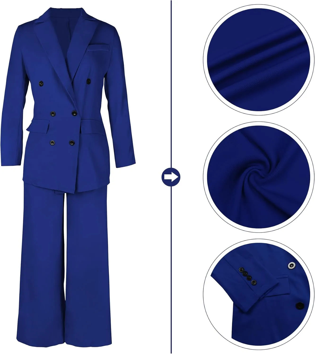 Tcremisa Women's Fashion Pants Suit 2 Piece Business Outfits Casual Double Breasted Blazer and Pant Sets