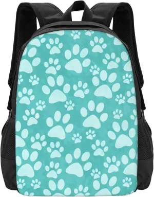 Teal Doggy Paw Print Lightweight Packable Backpack Travel Casual Large Capacity Daypack Foldable Backpack For Men Women