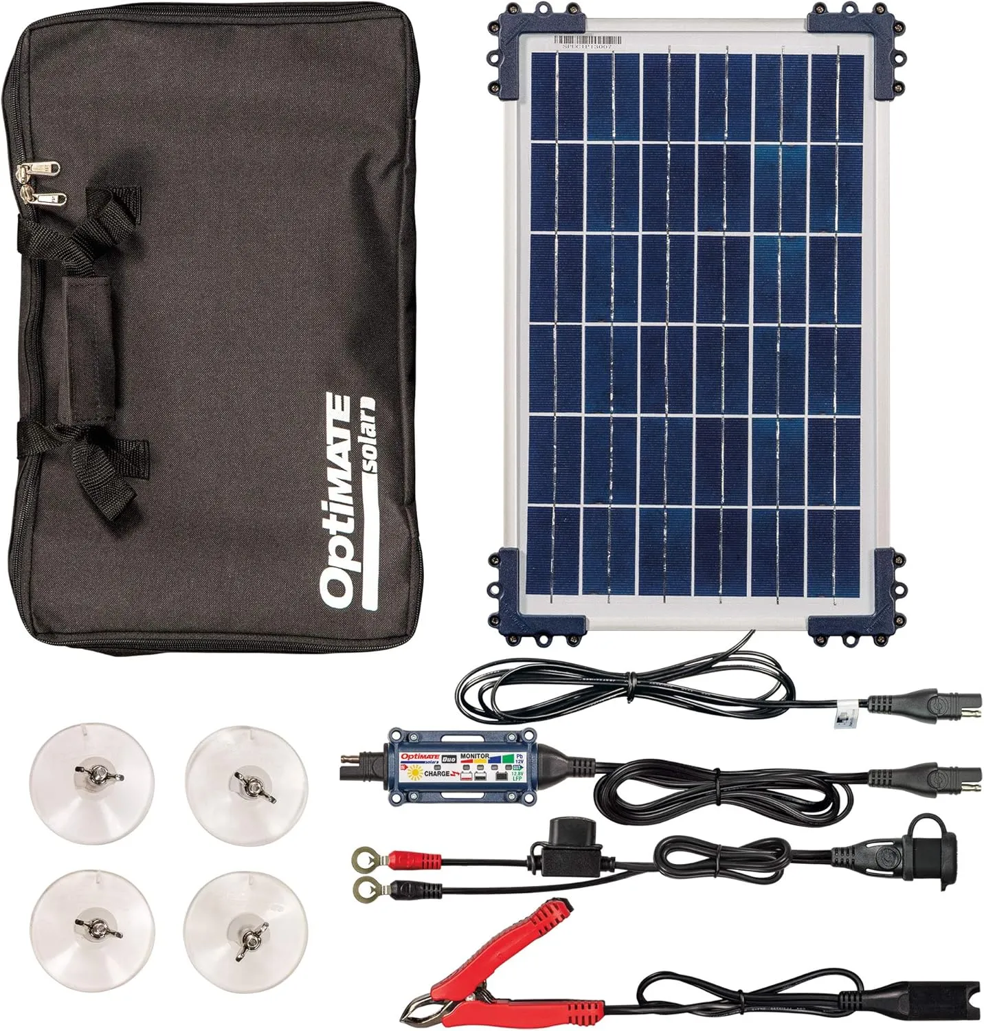 Tecmate Optimate Solar Duo 10W Travel kit, TM522-D1TK, 6-Step 12V / 12.8V 0.8A Weatherproof Solar Battery Saving Charger & maintainer