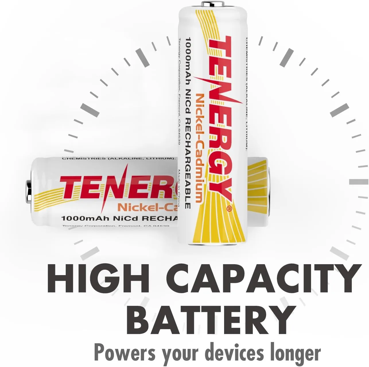 Tenergy AA Rechargeable Battery NiCd 1000mAh 1.2V Battery Pack for Solar Lights, Garden Lights, 12 Pack