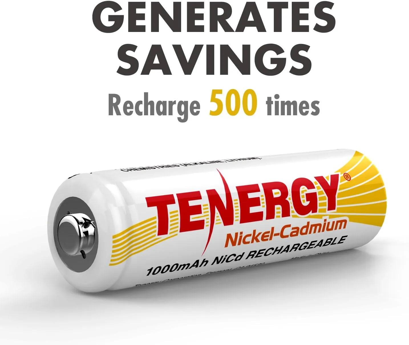 Tenergy AA Rechargeable Battery NiCd 1000mAh 1.2V Battery Pack for Solar Lights, Garden Lights, 12 Pack