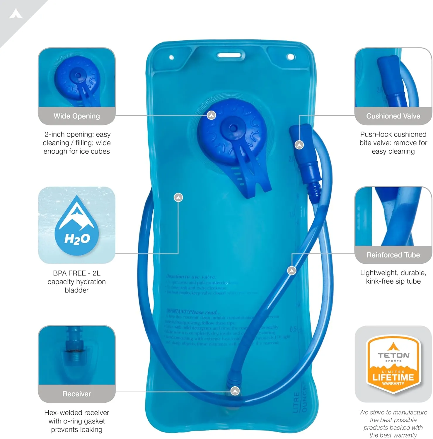 Teton Trailrunner Hydration Backpack, Hydration Pack for Hiking, Running, Cycling, Biking. Lightweight Vest for Men and Women. Sewn-in Rain Cover, 2L Water Bladder Included