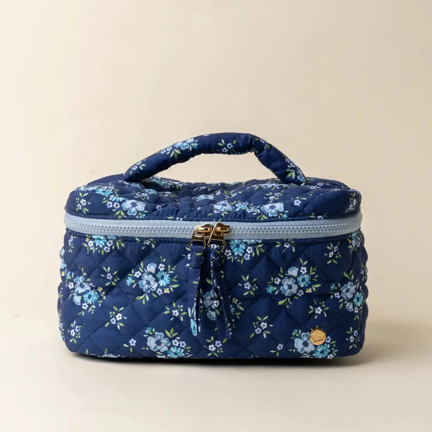 The Darling Effect - Glam & Go Quilted Cosmetic Bag, Navy Endless Daydream