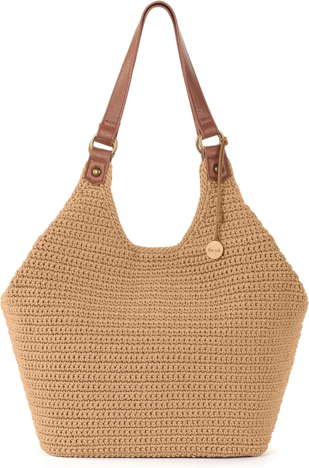 The Sak Roma Shopper In Crochet, Double Shoulder Straps, Bamboo