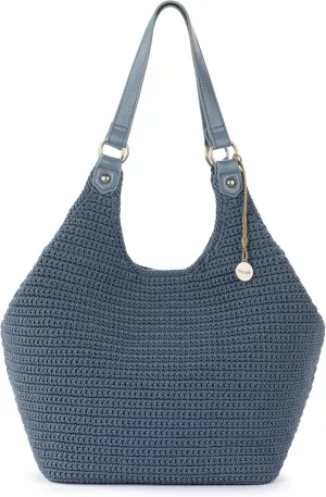 The Sak Roma Shopper In Crochet, Double Shoulder Straps, Maritime