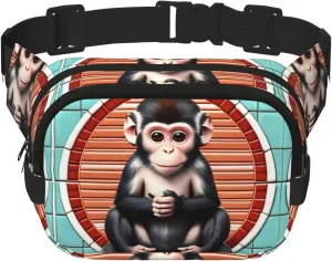 The silent monkey Printed Fashion Crossbody Bag, Hiking Waist Bag, Square Double Layer Travel and Fitness Shoulder Bag