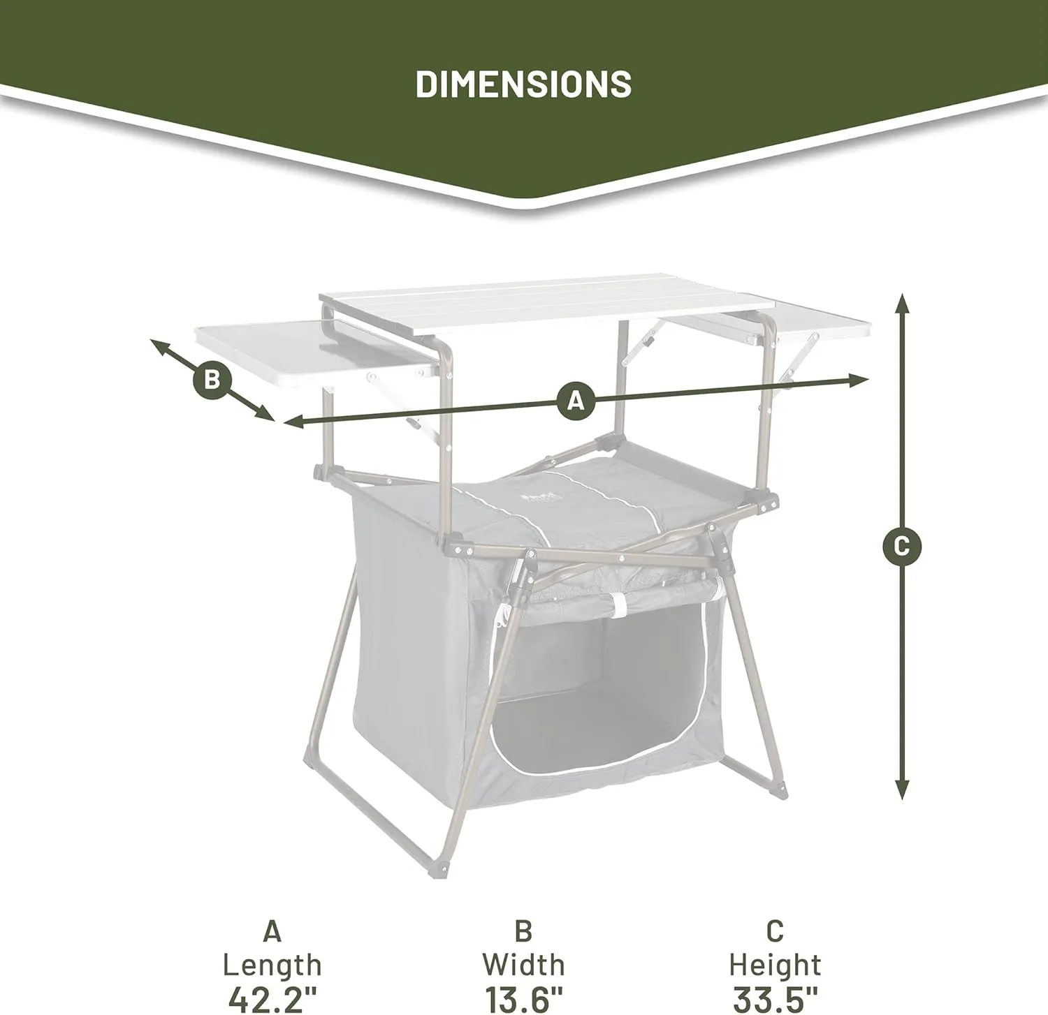 TIMBER RIDGE Outdoor Folding Camping Kitchen Table, Lightweight Portable Aluminum Cooking Table with Storage and Carry Bag, Camp Cook Station, Foldable Grill Table for BBQ Picnic Backyard, Gray