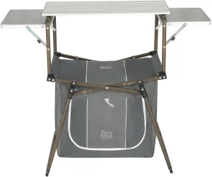TIMBER RIDGE Outdoor Folding Camping Kitchen Table, Lightweight Portable Aluminum Cooking Table with Storage and Carry Bag, Camp Cook Station, Foldable Grill Table for BBQ Picnic Backyard, Gray