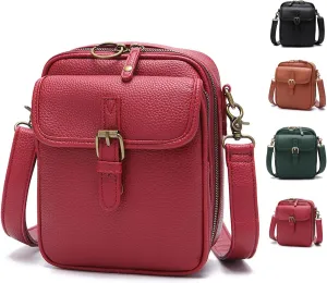 Tojoyride Crossbody Bag, Vintage Double Layer Large Capacity, Small Messenger Bag, Vegan Leather, Unisex