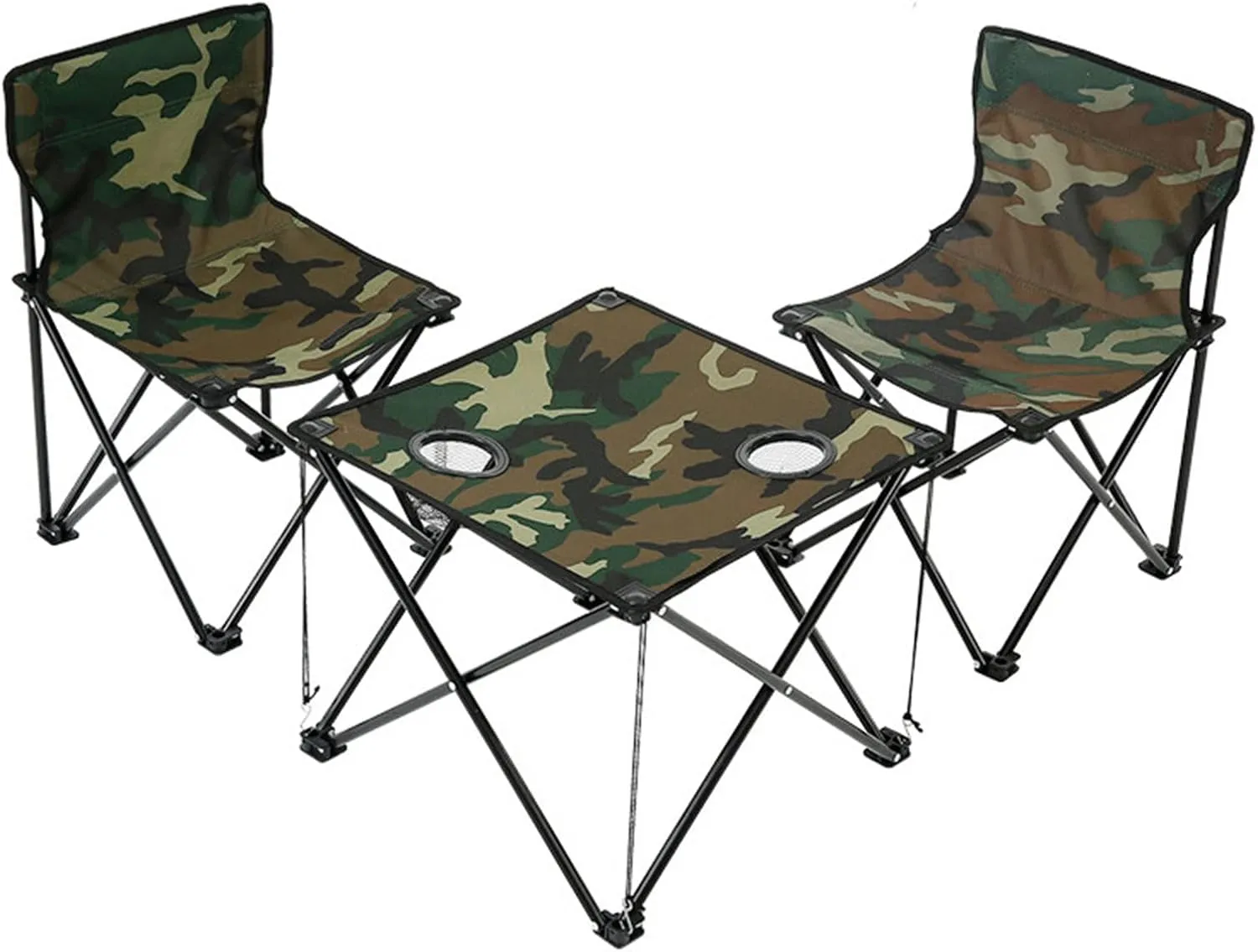 Topyond Camping Folding Table and Chair Set, 2pcs Fold Up Chair with 1pcs Lightweight Folding Table, Oxford Cloth Stable Desk Chair Set for Picnic, Sports, Fishing