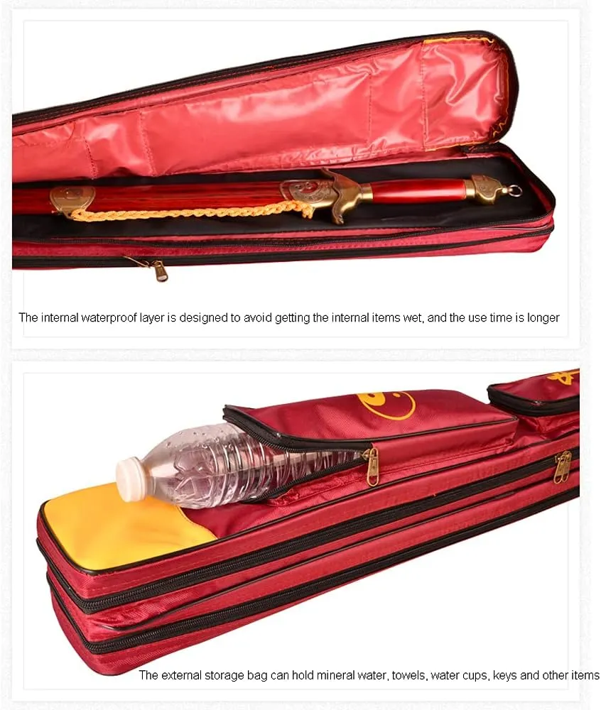 TOTITION Japanese Bokken Carrying Bag - Single and Double Layer of Sword Bag Carry Case with Multiple Pockets - Canvas-Red||Double Layer 108cm