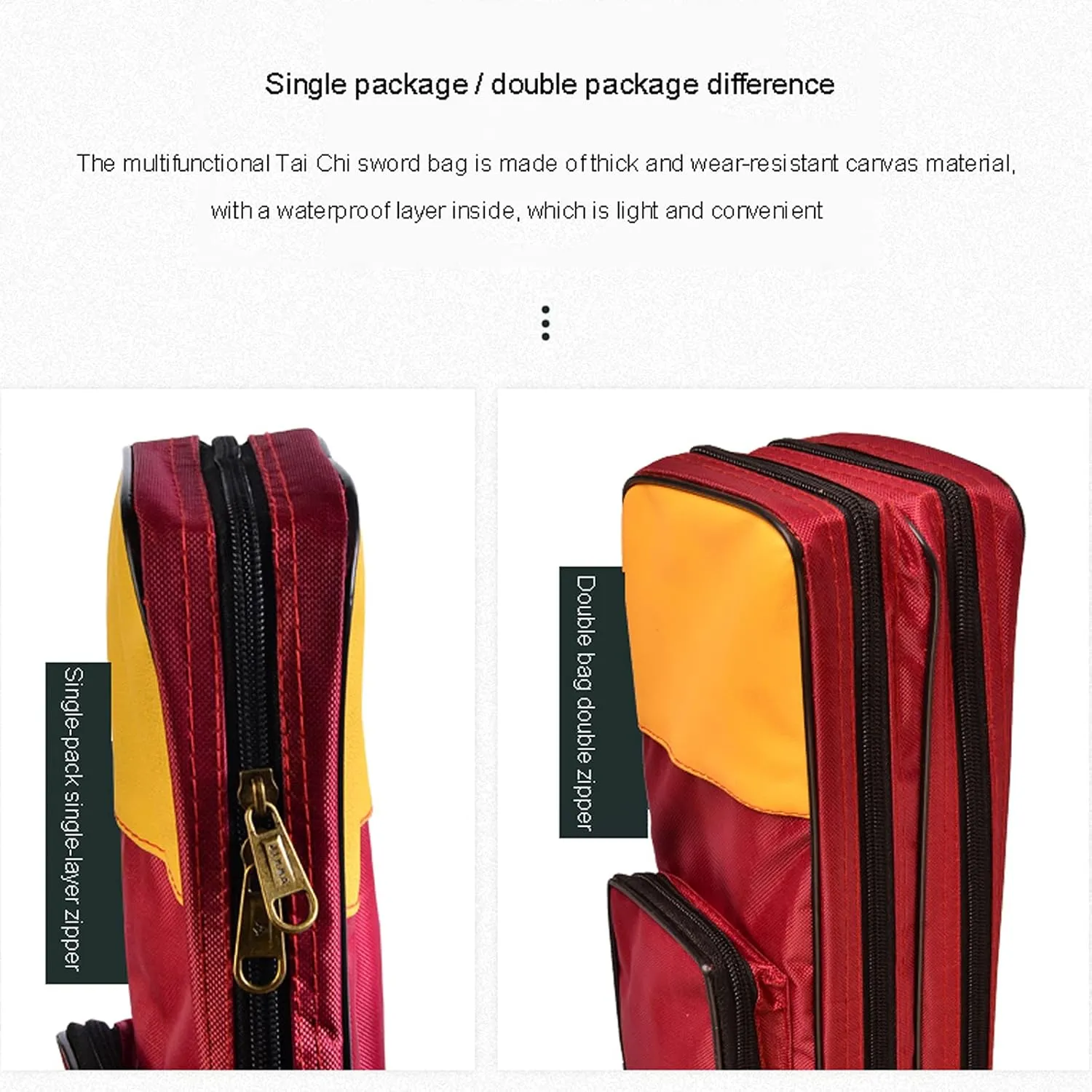 TOTITION Japanese Bokken Carrying Bag - Single and Double Layer of Sword Bag Carry Case with Multiple Pockets - Canvas-Red||Double Layer 108cm