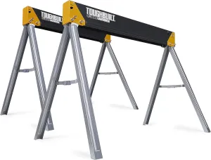 ToughBuilt - Folding Sawhorses/Jobsite Table - Sturdy, Durable, Lightweight, Heavy-Duty, 100% High Grade Steel, 1100lb Capacity, Easy Carry Handle - (TB-C300-2) - 2 Pack