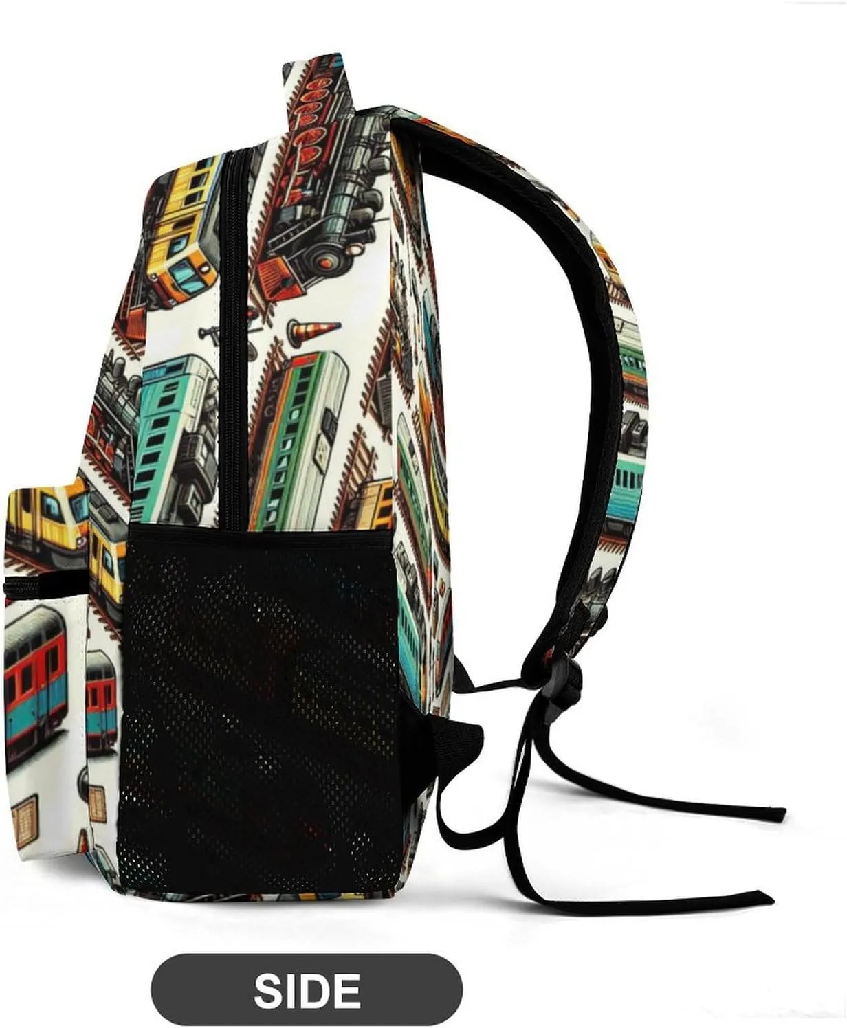 Train Backpack for Kids Girls Boys School, 16 Inches Cool Train Theme Bookbag, Adjustable, Lightweight, Large Capacity, Colorful Backpack for School