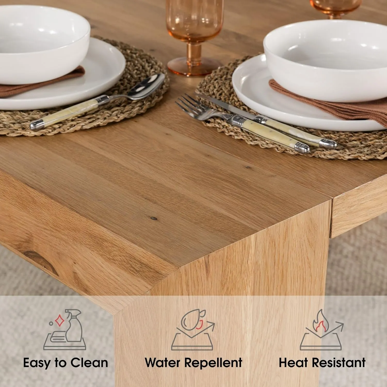 Transformer Table Extendable Dining Room Table for 2 to 12, Solid Wood Kitchen and Dining Room Furniture, Space Saving Console Table, Sturdy & Durable Modern Dining Table
