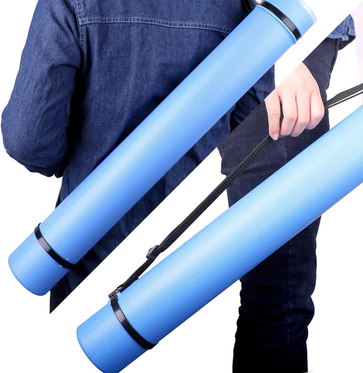 TRANSON Poster Documents Storage Tube 24"-40" Extendable for Posters, Blueprints, Map and Scrolls Color Blue