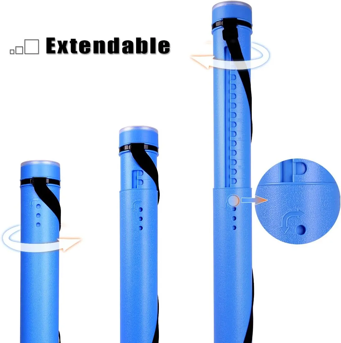 TRANSON Poster Documents Storage Tube 24"-40" Extendable for Posters, Blueprints, Map and Scrolls Color Blue