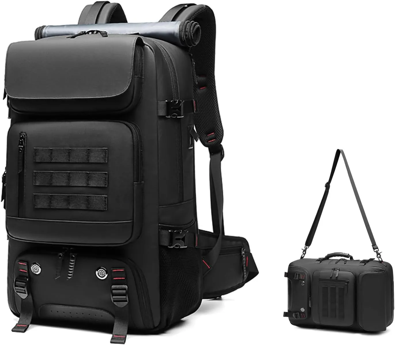 Travel Backpack, Large Capacity Carry On Backpack for Men Duffle Bags Trekking Water Resistant Outdoor Camping Daypack (black)