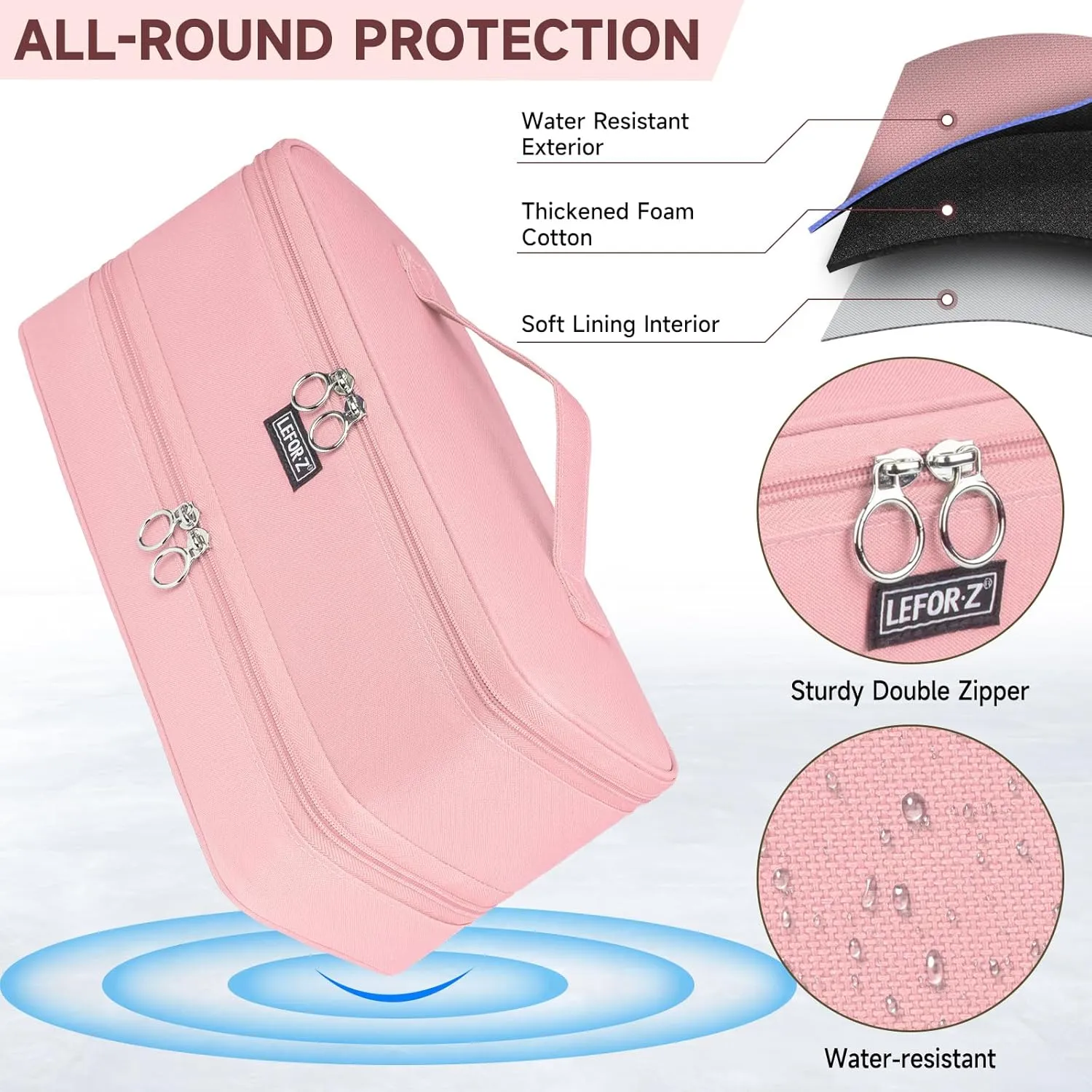 Travel Carrying Case Compatible with Shark Flexstyle Styler/Hair Dryer,Double-Layer Hair Hot Tools Storage Bag Compatible with Dyson Airwrap Styler/Supersonic Hair Dryer and Attachments,Pink(Bag Only)
