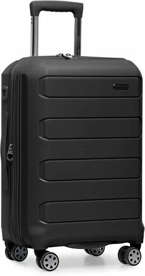 Traveler's Choice Pagosa Indestructible Hardshell Expandable Spinner Luggage, Black, Carry-on