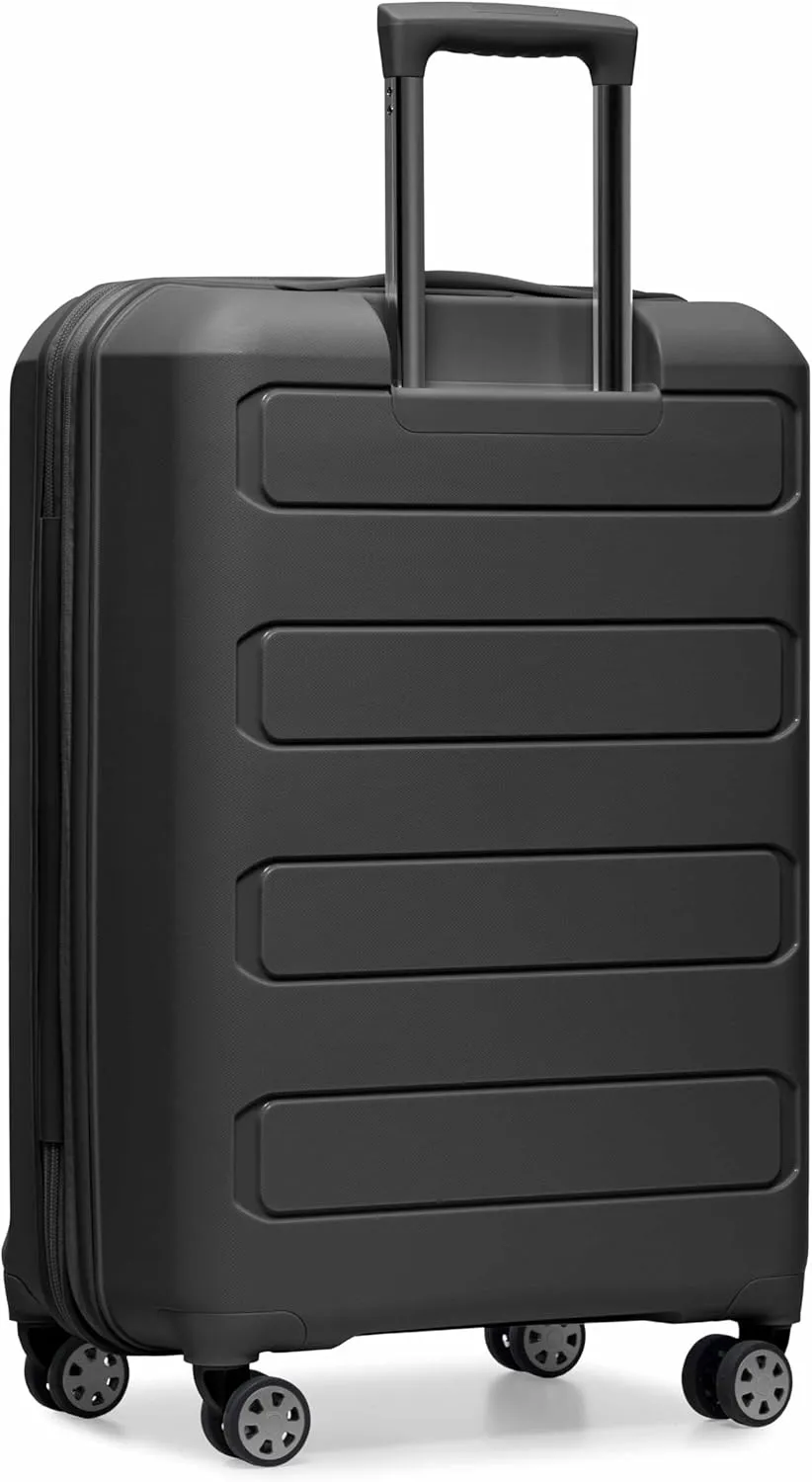 Traveler's Choice Pagosa Indestructible Hardshell Expandable Spinner Luggage, Black, Carry-on