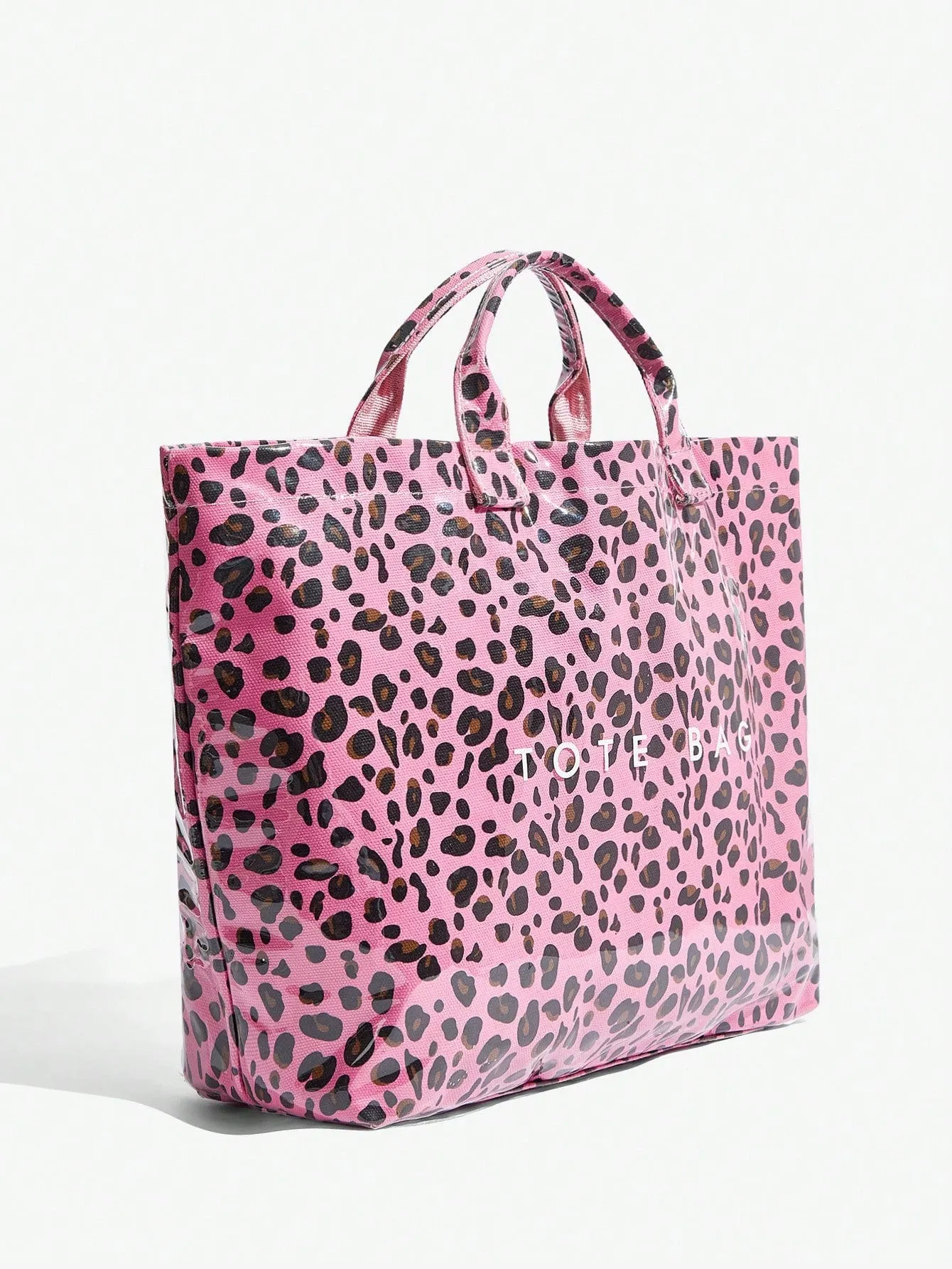 Trendy Pink Leopard Print Jelly Handbag - Spacious Y2K Tote Bag for Women