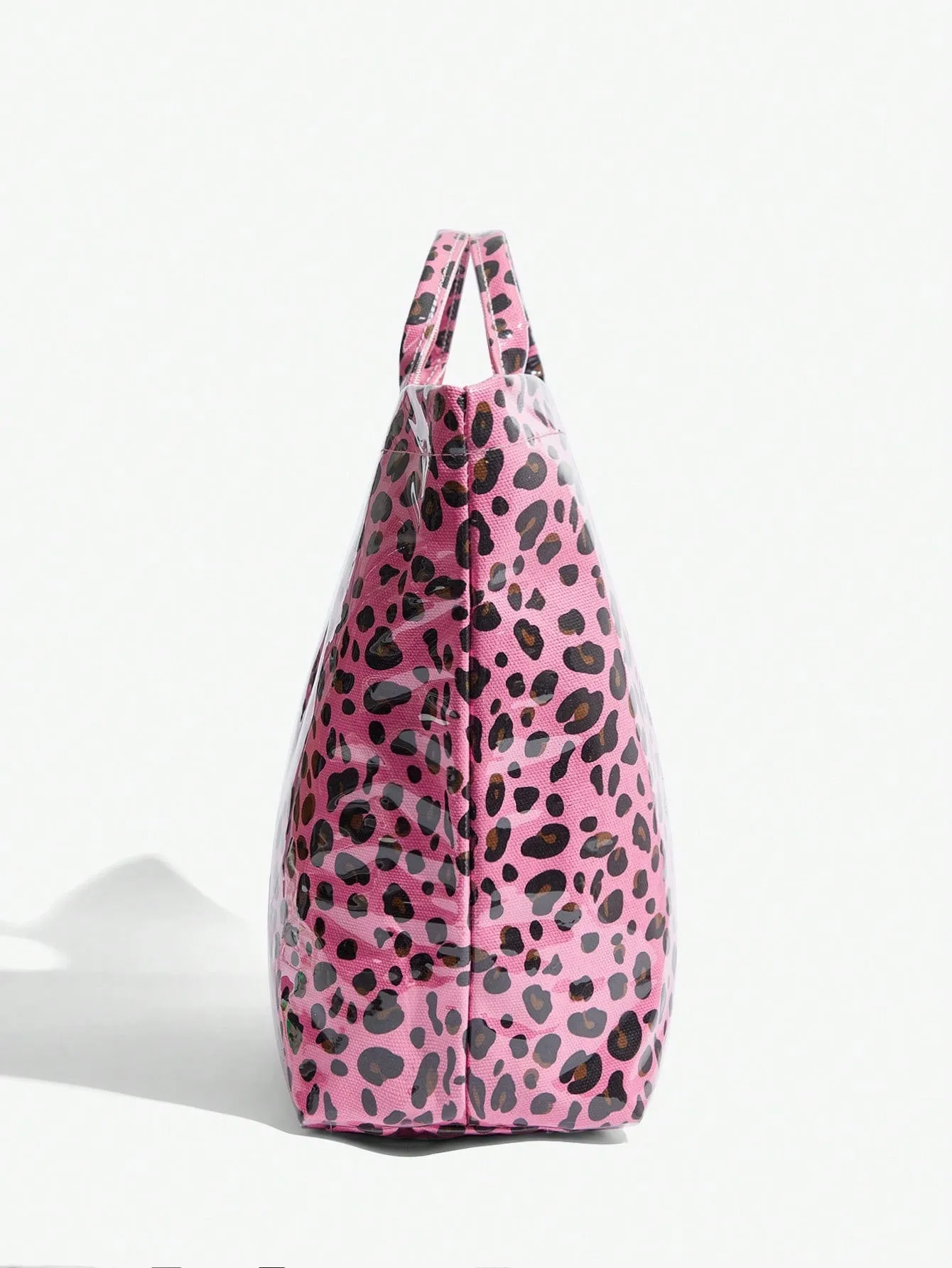 Trendy Pink Leopard Print Jelly Handbag - Spacious Y2K Tote Bag for Women