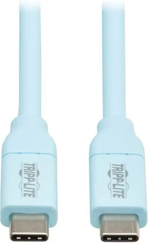 Tripp Lite Safe-IT USB-C Charge Cable for iPhone iPad Android & More, Male-to-Male, 240W Charging, Ultra-Flexible, MFi Certified, Light Blue, 6 Feet / 1.8 Meters, 3-Year Warranty (U040AB-006CS5LB)