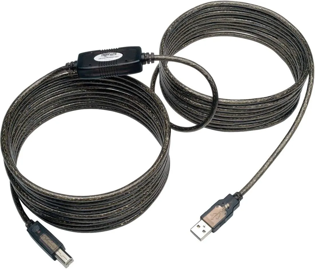 Tripp Lite USB 2.0 Hi-Speed A/B Active Repeater Cable (M/M) 25-ft. (U042-025) Silver